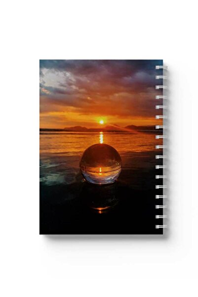 LOWHA دفتر ملاحظات حلزوني مع غلافين أمامي وخلفي صلبين بتصميم كرة الماء