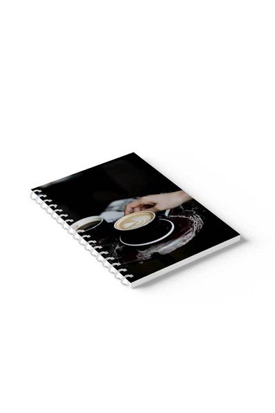LOWHA Spiral Notebook with Front and Back Hard Covers Featuring Coffe Design