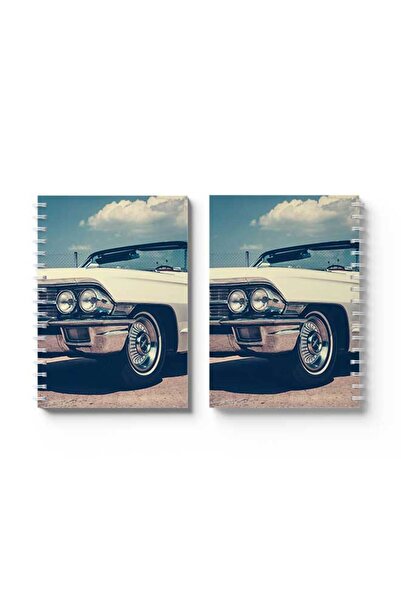 LOWHA دفتر ملاحظات حلزوني مع غلافين أمامي وخلفي صلبين بتصميم سيارة كلاسيكية