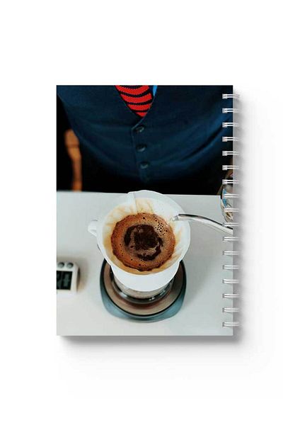 LOWHA Spiral Notebook with Front and Back Hard Covers Featuring Coffee Design