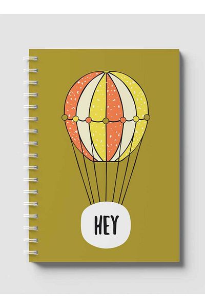 LOWHA Spiral Notebook with Front and Back Hard Covers Featuring Hey Flying Ballon Design
