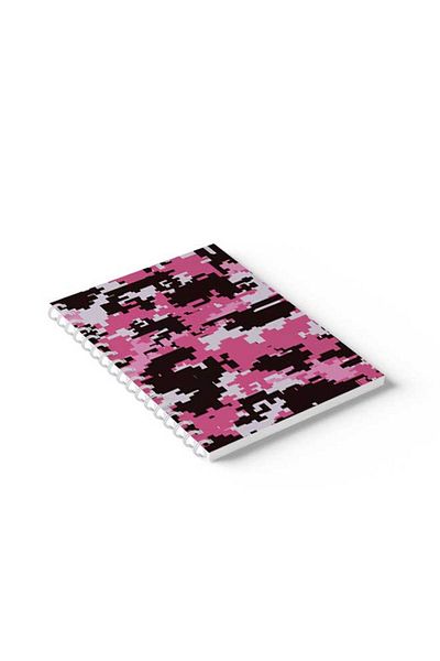 LOWHA Spiral Notebook with Front and Back Hard Covers Featuring Pixels Design