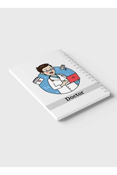LOWHA Spiral Notebook with Front and Back Hard Covers Featuring Doctor in English Design