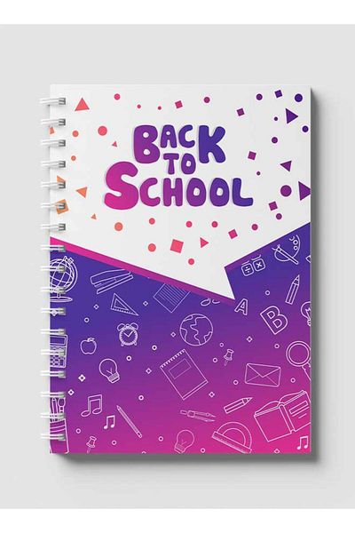 LOWHA Spiral Notebook with Front and Back Hard Covers Featuring Back to School Gradient Design