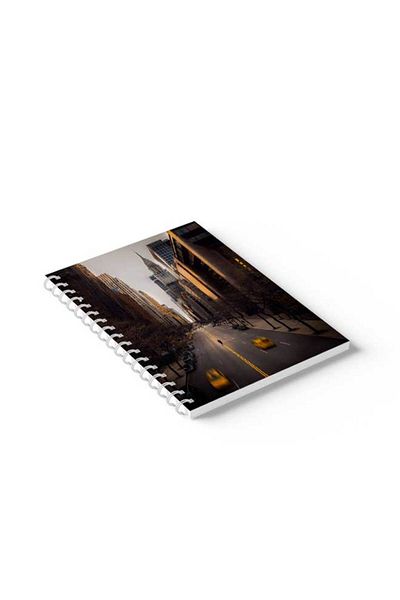 LOWHA Spiral Notebook with Front and Back Hard Covers Featuring Streets Design