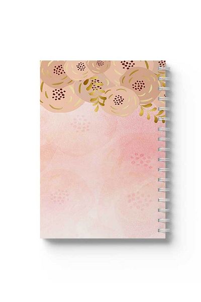 LOWHA Spiral Notebook with Front and Back Hard Covers Featuring Flowers Design