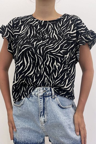 Nazline Women's Crew Neck Short Sleeve Blouse