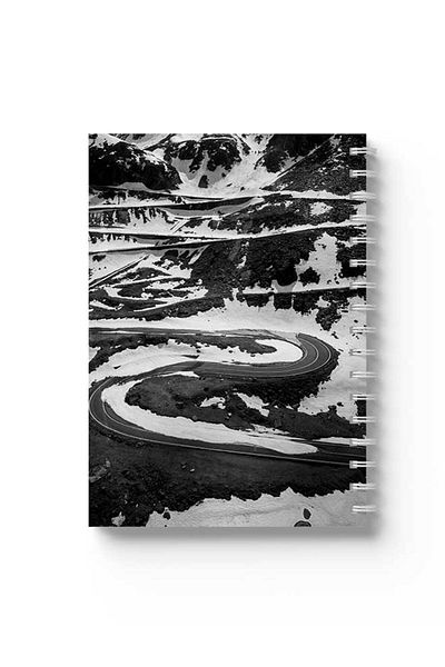 LOWHA Spiral Notebook with Front and Back Hard Covers Featuring Snow Road Design