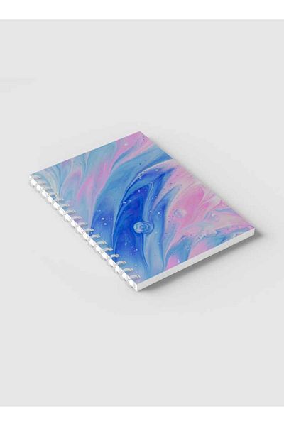 LOWHA Spiral Notebook with Front and Back Hard Covers Featuring Liquid Colored Design