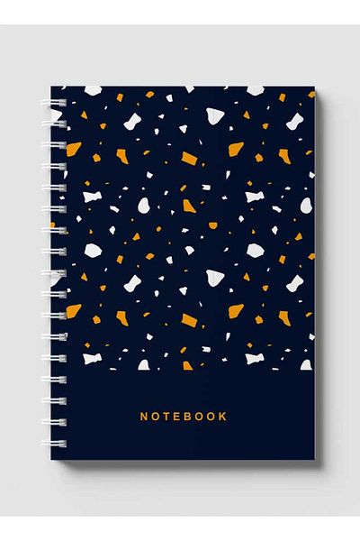 LOWHA Spiral Notebook with Front and Back Hard Covers Featuring Terrazzo Style Design