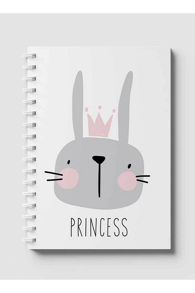 LOWHA Spiral Notebook with Front and Back Hard Covers Featuring Rabbit Princess Design
