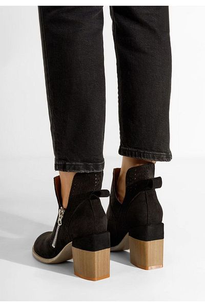 B T Shoes Esperanza black perforated ankle boots