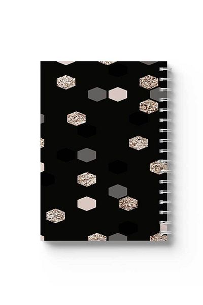 LOWHA Spiral Notebook with Front and Back Hard Covers Featuring Shapes Design