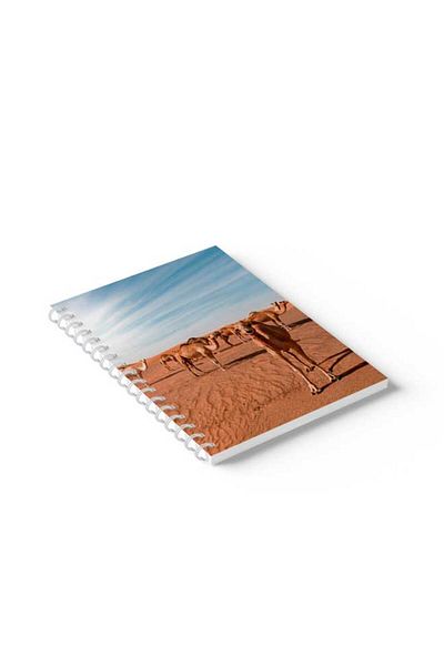 LOWHA Spiral Notebook with Front and Back Hard Covers Featuring Pack of Camels Design
