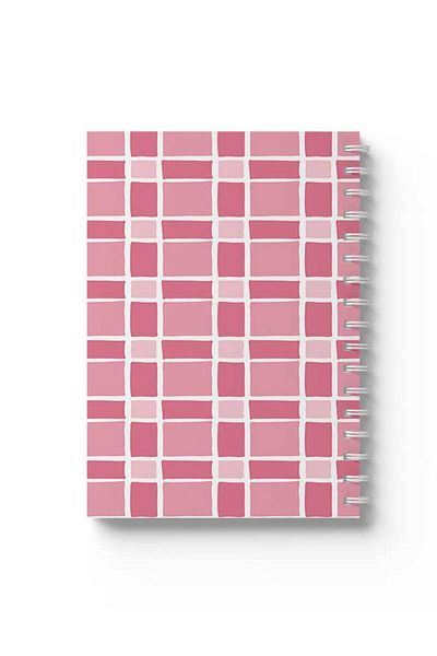 LOWHA Spiral Notebook with Front and Back Hard Covers Featuring Squares Design