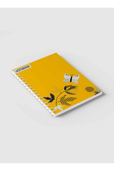 LOWHA دفتر ملاحظات حلزوني مع غلافين أمامي وخلفي صلبين بتصميم الفراشات والأزهار