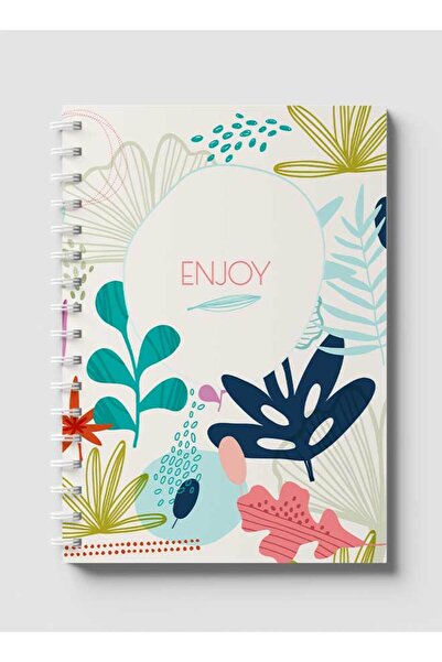 LOWHA دفتر ملاحظات حلزوني مع غلافين أمامي وخلفي صلبين يتميز بتصميم زهري تجريدي