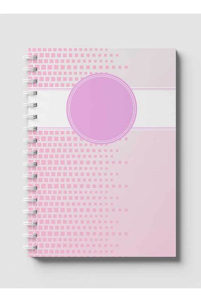 LOWHA Spiral Notebook with Front and Back Hard Covers Featuring Abstract Pink & White Cube Design