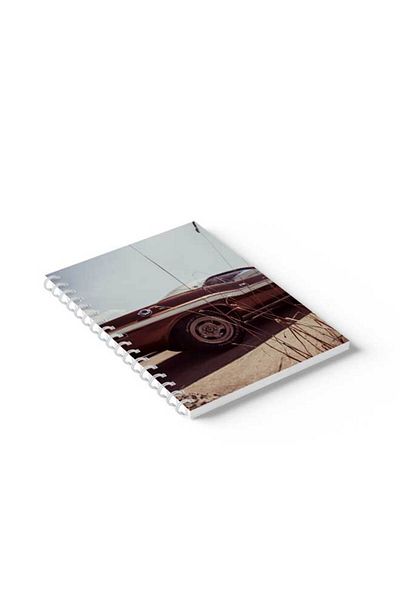 LOWHA Spiral Notebook with Front and Back Hard Covers Featuring Classic Car Design