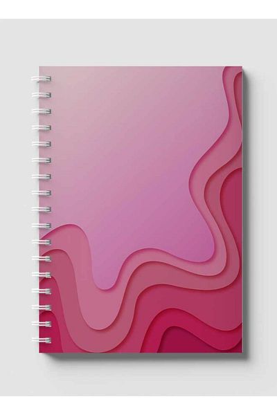 LOWHA Spiral Notebook with Front and Back Hard Covers Featuring Abstract Pink Paper Cut Style Design