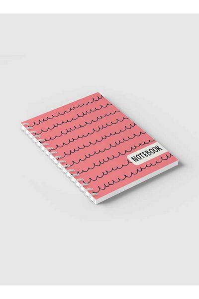 LOWHA Spiral Notebook with Front and Back Hard Covers Featuring Cursive Imitation Design