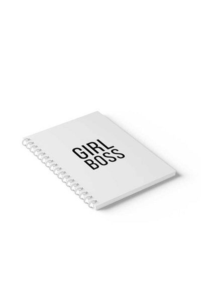 LOWHA Spiral Notebook with Front and Back Hard Covers Featuring Girl Boss Design