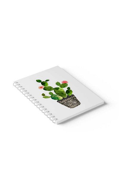 LOWHA Spiral Notebook with Front and Back Hard Covers Featuring Cactus Design