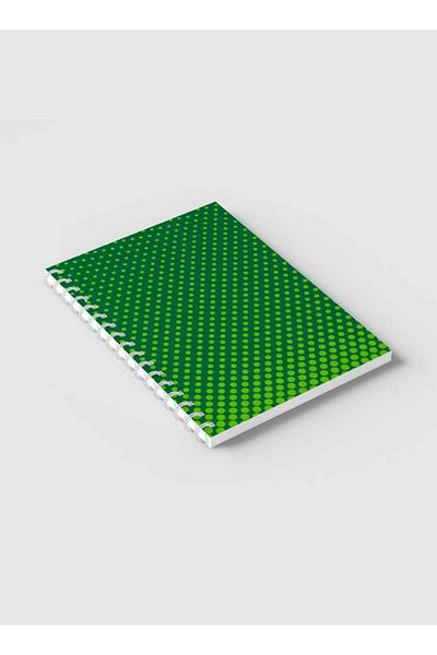 LOWHA Spiral Notebook with Front and Back Hard Covers Featuring Circular Halftone Green Design