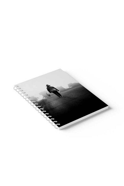 LOWHA Spiral Notebook with Front and Back Hard Covers Featuring Walking Alone Design