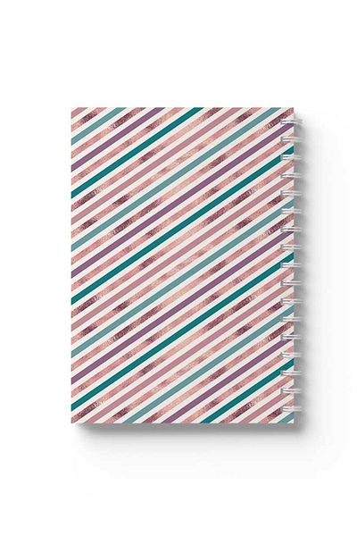 LOWHA Spiral Notebook with Front and Back Hard Covers Featuring Colourful Stripes Design