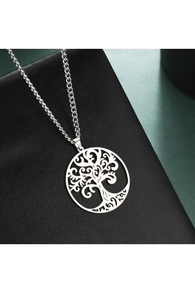 Viking Tree of Life Square Chain 316L Steel Necklace