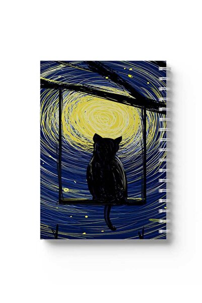 LOWHA دفتر ملاحظات حلزوني مع غلافين أمامي وخلفي صلبين، يحمل صورة ليلة مرصعة ب...