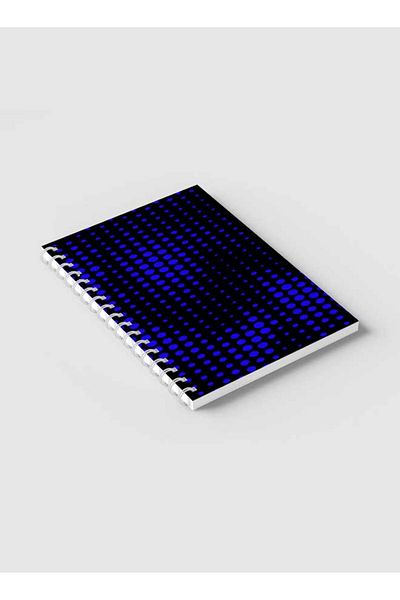 LOWHA Spiral Notebook with Front and Back Hard Covers Featuring Swirl Halftone Blue Design