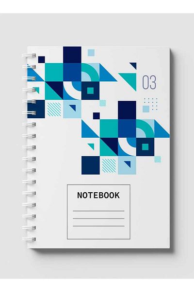 LOWHA Spiral Notebook with Front and Back Hard Covers Featuring Geometric Shape Design