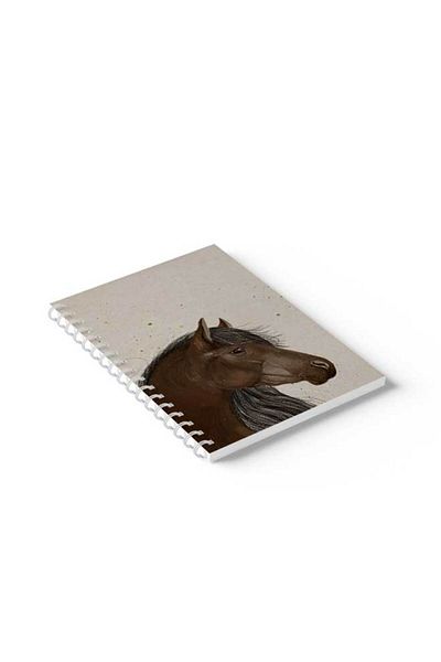 LOWHA Spiral Notebook with Front and Back Hard Covers Featuring Horse Design