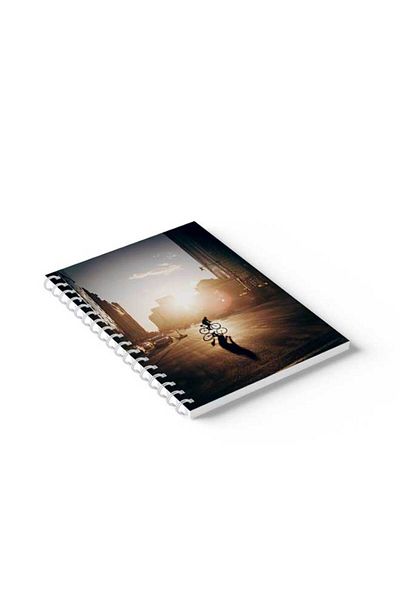 LOWHA Spiral Notebook with Front and Back Hard Covers Featuring Riding in the Streets Design