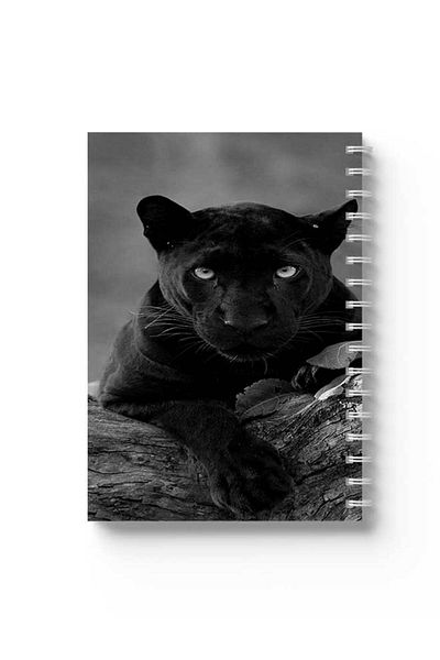 LOWHA Spiral Notebook with Front and Back Hard Covers Featuring Black Panther Design