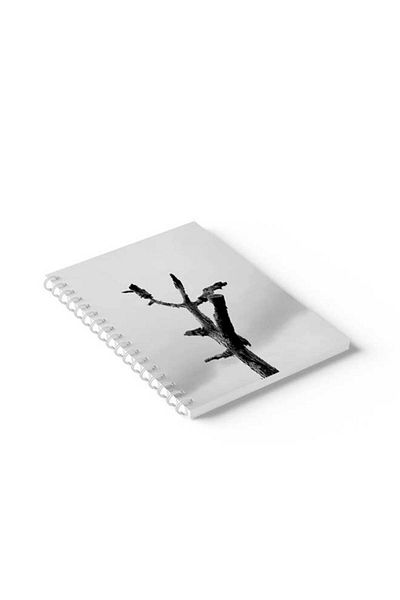 LOWHA Spiral Notebook with Front and Back Hard Covers Featuring Burnt Tree Design