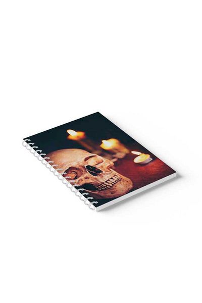 LOWHA Spiral Notebook with Front and Back Hard Covers Featuring Skull Design