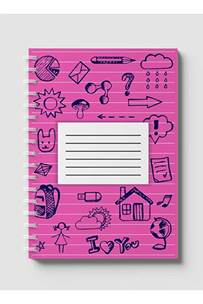 LOWHA دفتر ملاحظات حلزوني مع غلافين أمامي وخلفي صلبين بتصميم خطوط العودة إلى ...