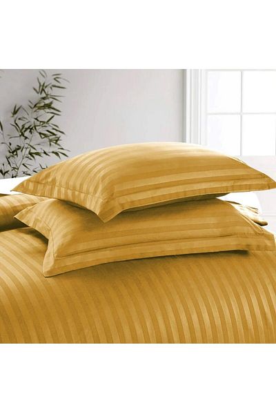 Sonia-home Bed cover set with elastic and pillowcases, Finet damask, mustard, 140x200cm, 50x75cm