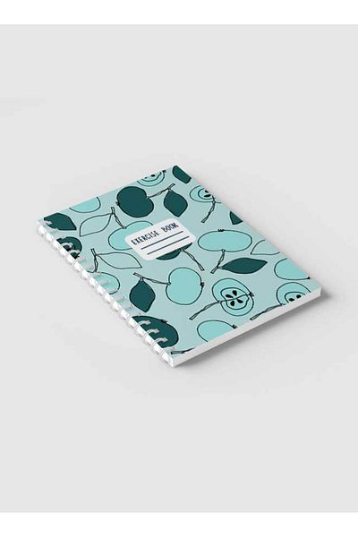 LOWHA Spiral Notebook with Front and Back Hard Covers Featuring Apples Seamless Design