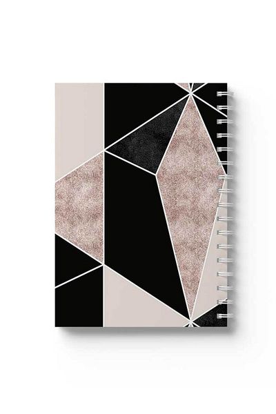 LOWHA Spiral Notebook with Front and Back Hard Covers Featuring Shapes Design