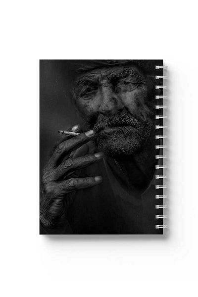 LOWHA Spiral Notebook with Front and Back Hard Covers Featuring Old Man Design