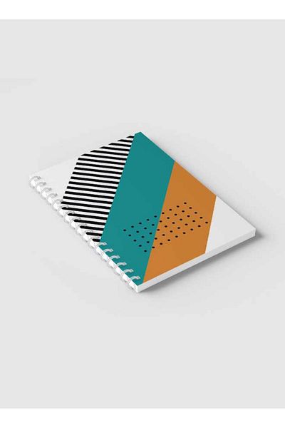 LOWHA Spiral Notebook with Front and Back Hard Covers Featuring Abstract Stripes Design
