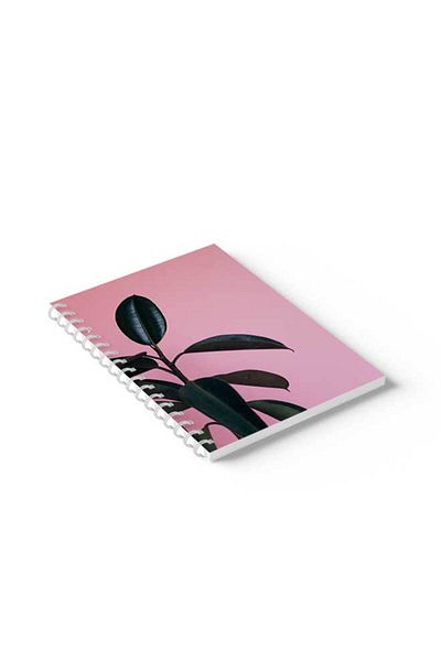 LOWHA Spiral Notebook with Front and Back Hard Covers Featuring Plant Design