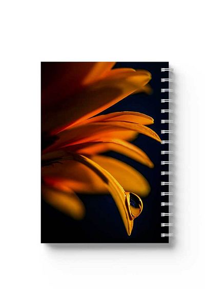 LOWHA Spiral Notebook with Front and Back Hard Covers Featuring Flower with A Drop of Water Design
