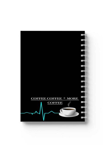 LOWHA Spiral Notebook with Front and Back Hard Covers Featuring Coffee Design