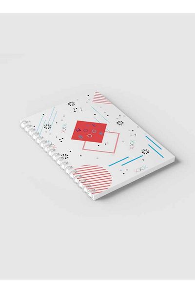 LOWHA Spiral Notebook with Front and Back Hard Covers Featuring Retro Geometric Design