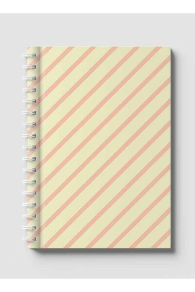 LOWHA دفتر ملاحظات حلزوني مع غلافين أمامي وخلفي صلبين بتصميم خطوط وردية تجريدية